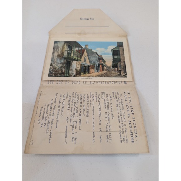 Vintage St. Augustine FL Souvenir Postcard Folder – Fort Marion, Oldest City - Picture 7 of 7